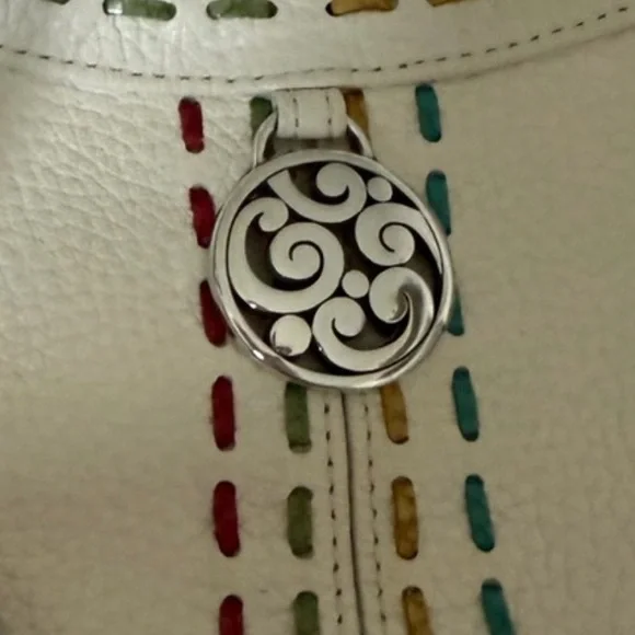 Brighton Y2K Rainbow Stitch Off White Pebbled Leather Shoulder Bag - Picture 10 of 10